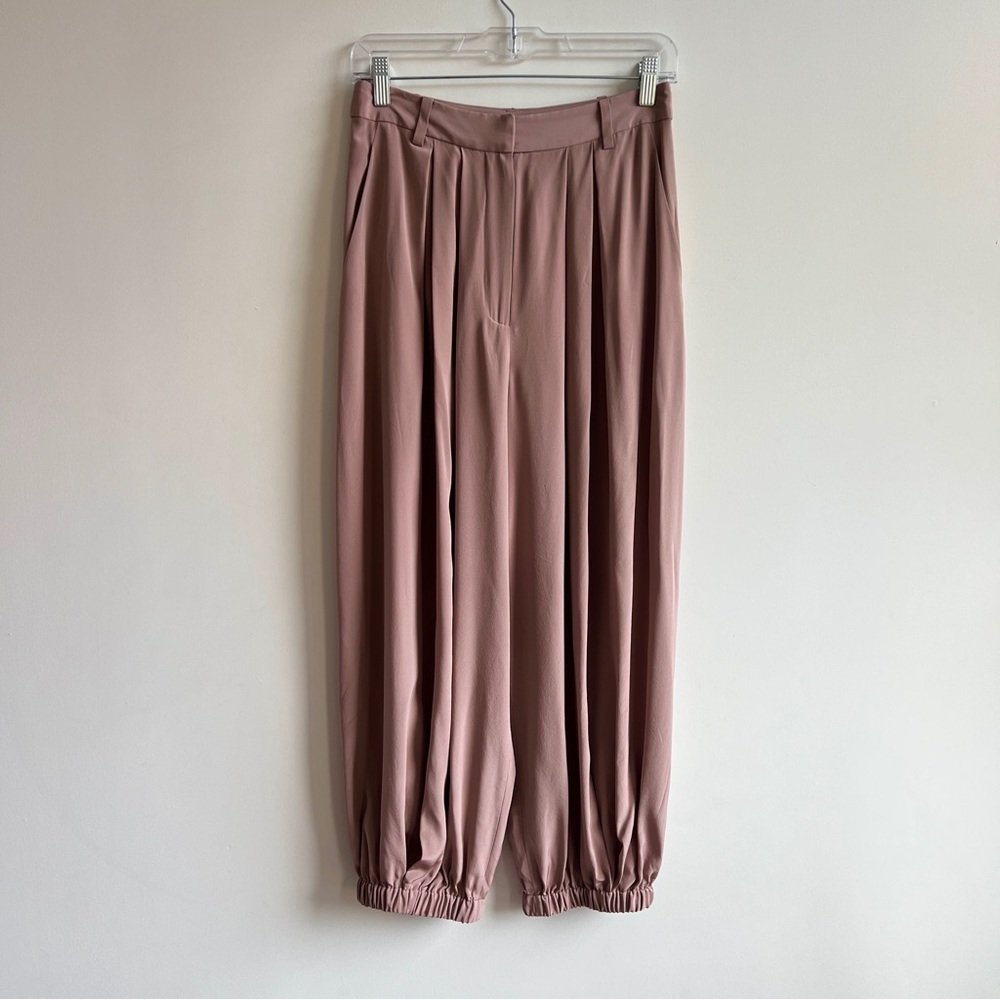 Tibi muted pink eco silk pleated balloon trouser pants